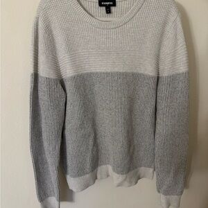 Express Gray Crew Neck Sweater with Ribbed Texture